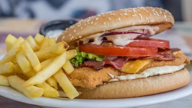 Burger and fries representing inflammatory foods to avoid